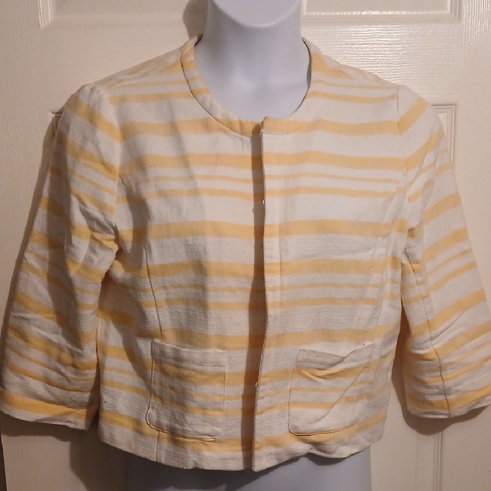 Cato Striped Yellow and White Women's Jacket. Sz. 16